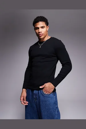 ASOS Muscle fit long sleeve rib t-shirt in