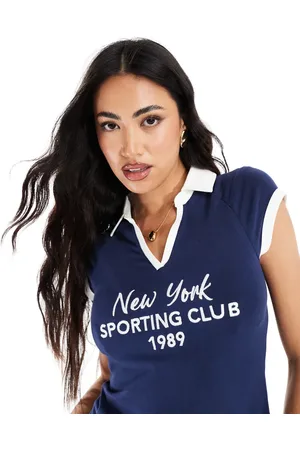 ASOS Cropped polo with New York graphic in