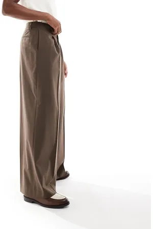 ASOS Smart loose fit trousers with front pleat in