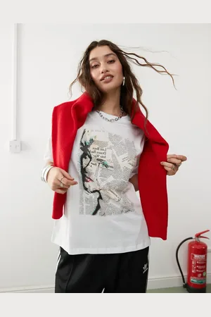 Noisy May Oversized t-shirt with Madonna newspaper graphic in