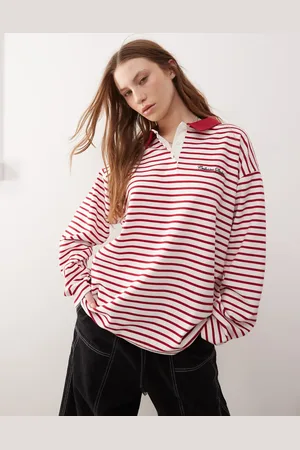 COLLUSION Stripe rugby with chest embroidery