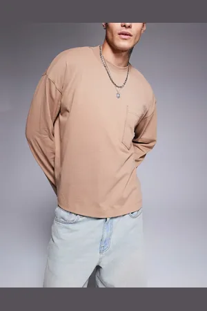 ASOS Essential oversized boxy long sleeve t-shirt with front pocket 240gsm in