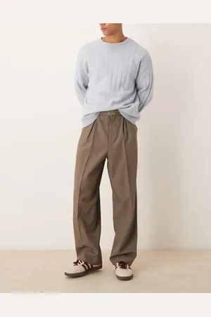 ASOS Smart wide leg belted trouser with front pleat in