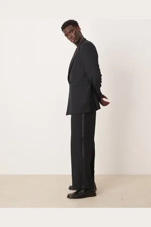 ASOS Wide leg tuxedo suit trousers in texture