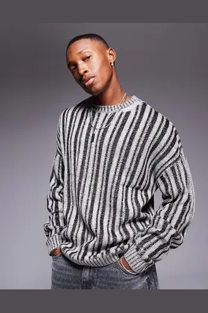 ASOS Relaxed knitted jumper with ribbed stripe in