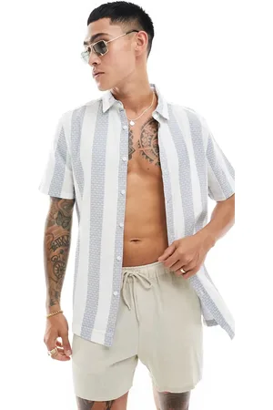 ASOS Regular shirt in waffle weave stripe