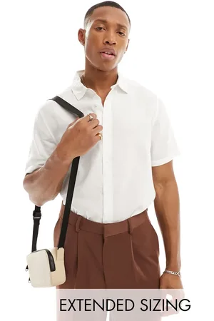 ASOS Smart linen short sleeve regular shirt in