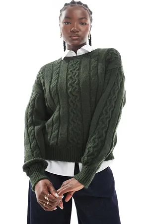 ASOS Oversized cable knit jumper in forest