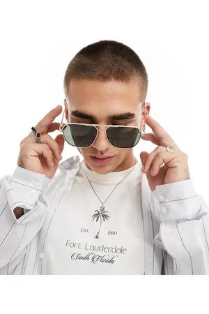 River Island Green metal navigator sunglasses in