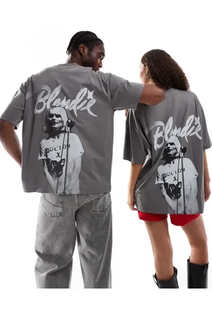 ASOS Unisex oversized t-shirt with blondie print in charcoal
