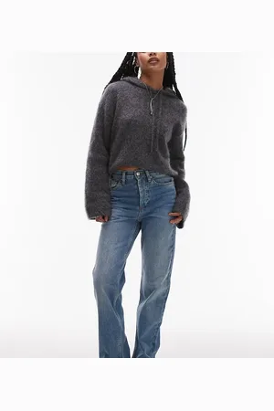 Topshop Petite Kort high rise straight jean in mid