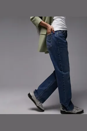 Topshop Petite Kort high rise straight jean in mid