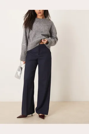 Gina Tricot Tailored wide leg trousers in navy