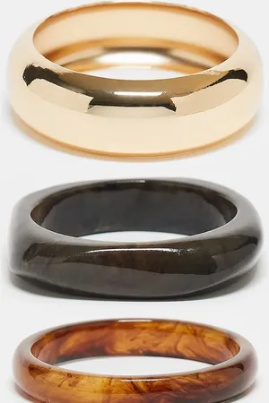 ASOS ASOS DESIGN Curve Limited Edition pack of 3 bangles with resin and metal detail in