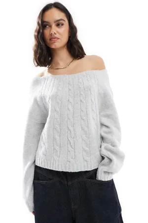 Hollister Off the shoulder cable knit jumper in