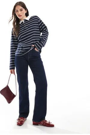 Pull&Bear Striped long sleeved rugby top in