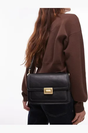 MANGO Cross body gold lock bag in