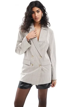 Miss Selfridge Slouchy oversized double breasted blazer co ord in check