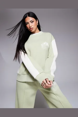 ASOS Weekend Collective co-ord ski sweatshirt with seam details in sage