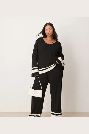 Pretty Lavish Contrast knit trouser co ord in