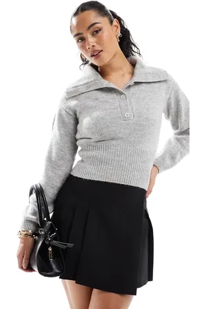 ASOS Knitted collared jumper in light