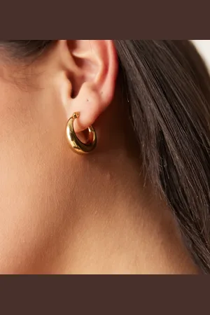 LOST SOULS Gold plated stainless steel 20mm dome hoop earrings