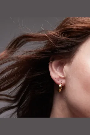 SEOL + GOLD 18ct vermeil chunky curved creole small hoop earrings