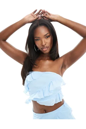In The Style Bandeau frill top co-ord in baby