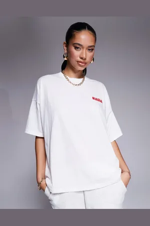 Kaiia Studio bubble logo back print oversized t-shirt in and red