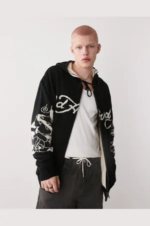 ED HARDY Knitted love kills zip through hoodie in