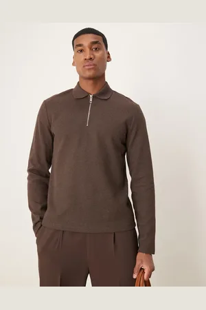 ASOS Long sleeve polo shirt with waffle texture in