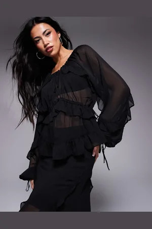 River Island Chiffon ruffle tie detail blouse in