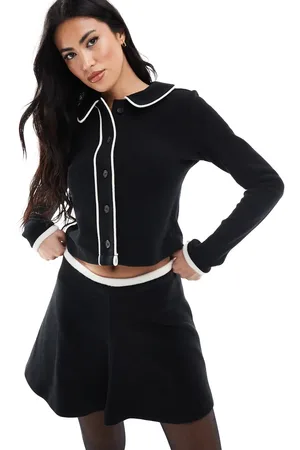 Miss Selfridge Contrast trim soft touch rib cardigan