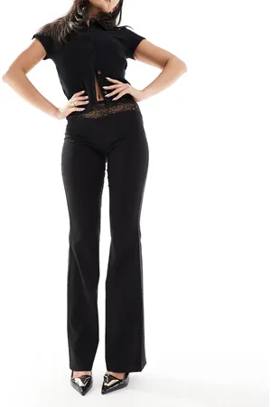 Pull&Bear Lace trim flare trouser in