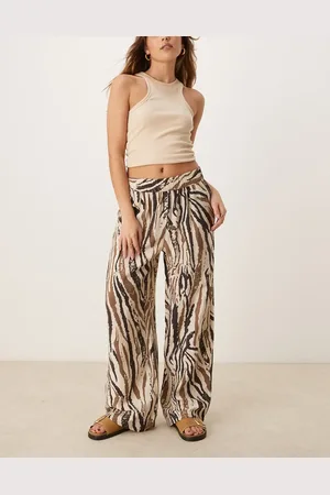 JDY Wide leg trousers in tonal zebra print