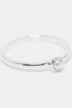 Daisy London Dainty faux pearl ring in sterling