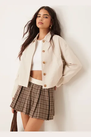 Pretty Lavish Cropped trench coat in stone