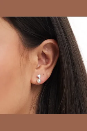 Kingsley Ryan Heart gem stud and pearl earring in sterling