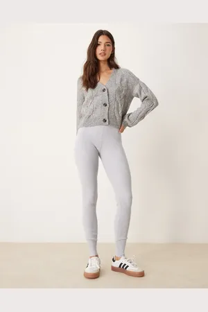 Miss Selfridge Rib knit cosy legging in light marl