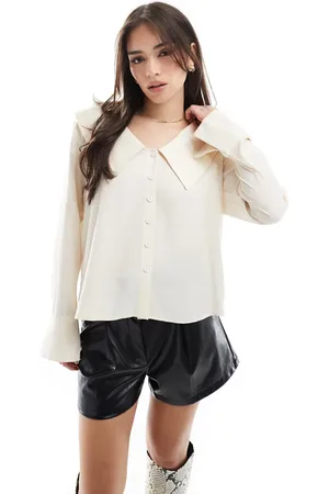 Miss Selfridge Wide collared shirt in ivory