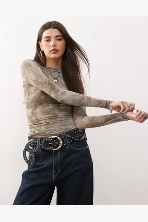 Weekday Mesh long sleeve top in texture print