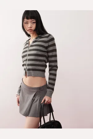 Motel Cozyra striped fitted hoodie in and black