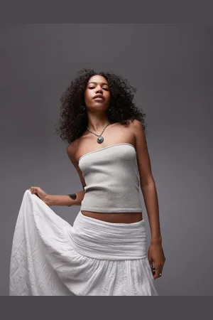 Topshop Seamless longline bandeau in stone