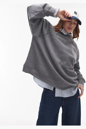Topshop Raglan oversized sweat in dark marl