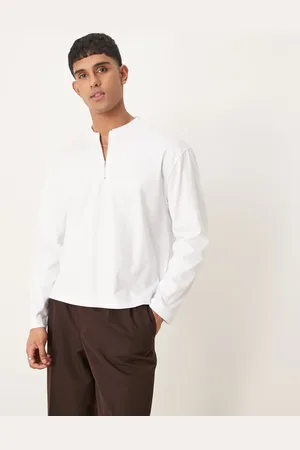 ASOS Relaxed boxy heavyweight half zip long sleeve t-shirt in