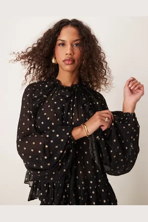 ASOS Metallic spot burnout smock top in & gold