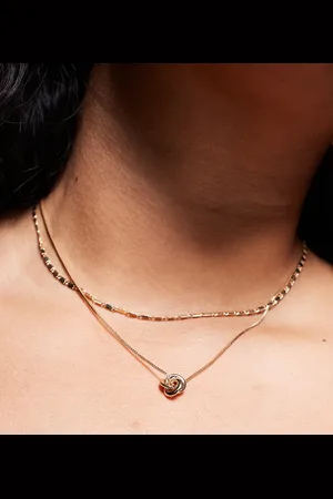 ASOS ASOS DESIGN Curve pack of 2 necklaces with textured chain and knot design in tone