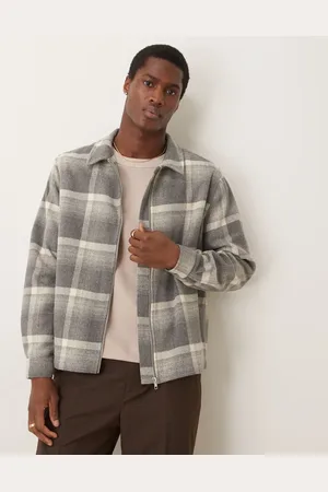ASOS Relaxed boxy zip through shacket in brushed check