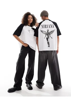 ASOS Unisex oversized license raglan t-shirt with Nirvana prints in