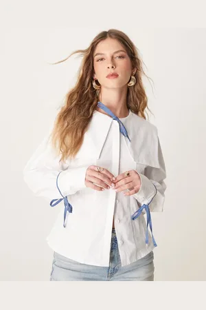 ASOS Poplin fitted sailor collar shirt with bow details in